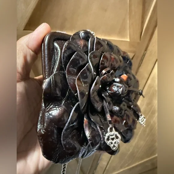 Brighton Preloved Brown Patton Floral Leather Clutch - Picture 3 of 9